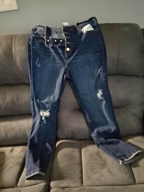 No Boundaries Dark Blue Distressed Boyfriend Jeans